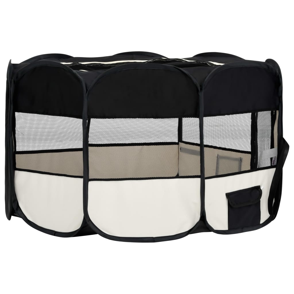NNEVL Foldable Dog Playpen with Carrying Bag Black 145x145x61 cm
