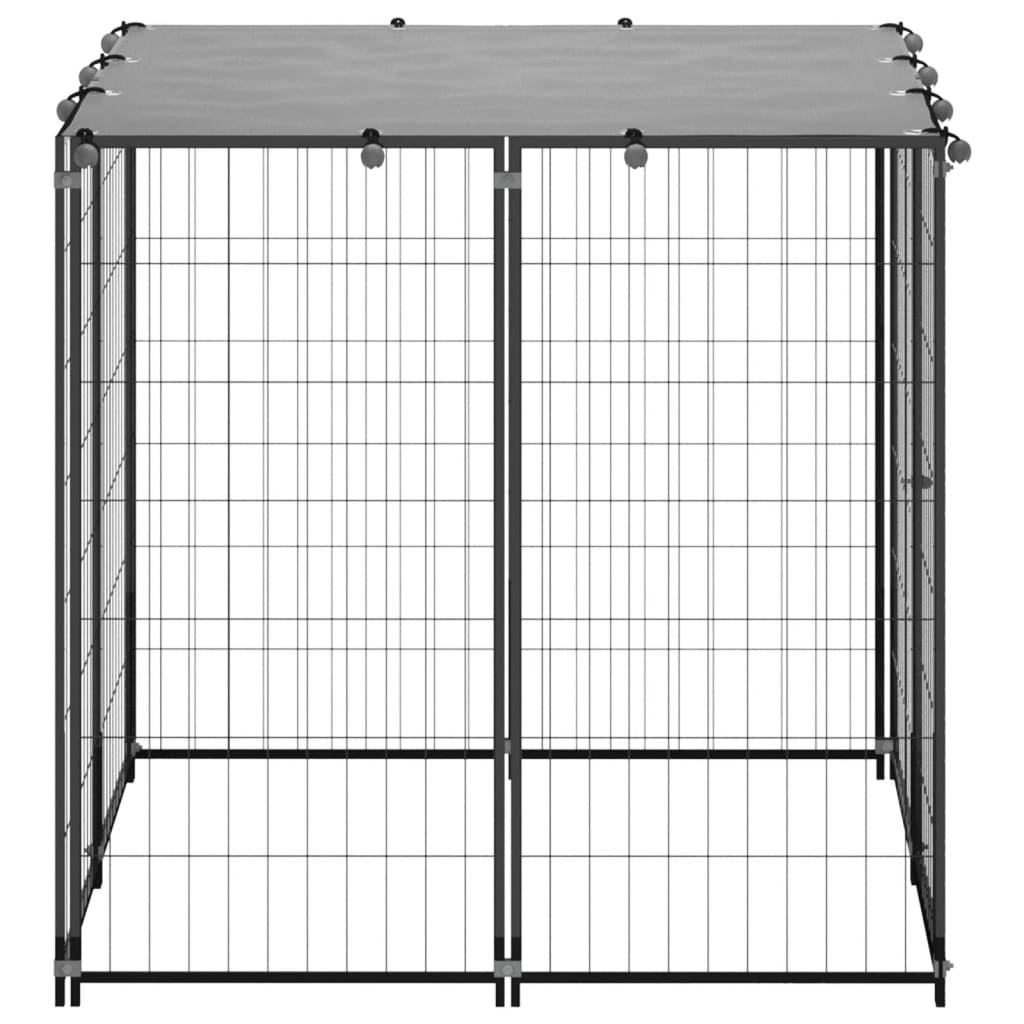 NNEVL Dog Kennel Black 110x110x110 cm Steel