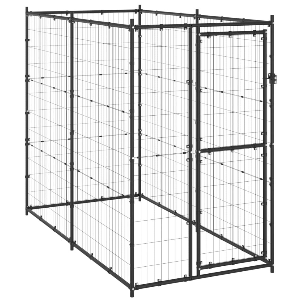 NNEVL Outdoor Dog Kennel Steel 110x220x180 cm