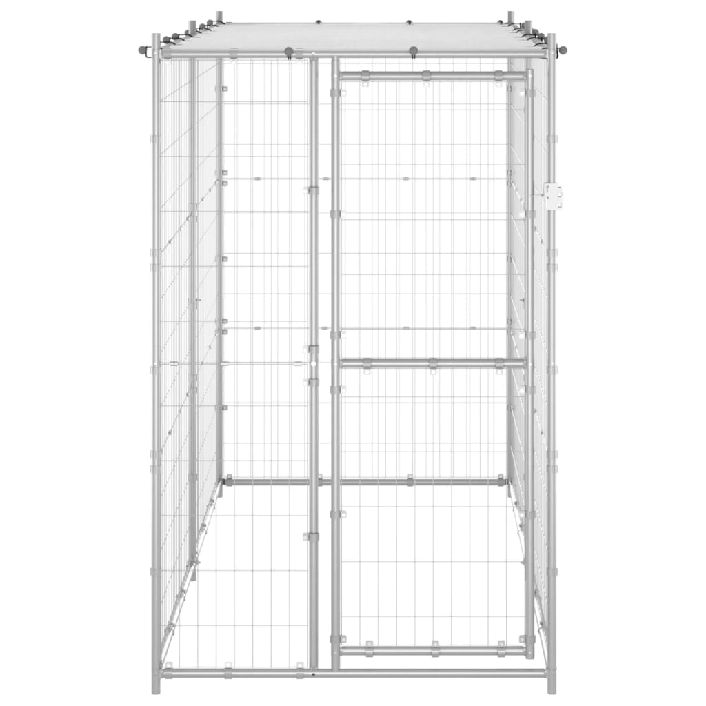 NNEVL Outdoor Dog Kennel Galvanised Steel with Roof 110x220x180 cm