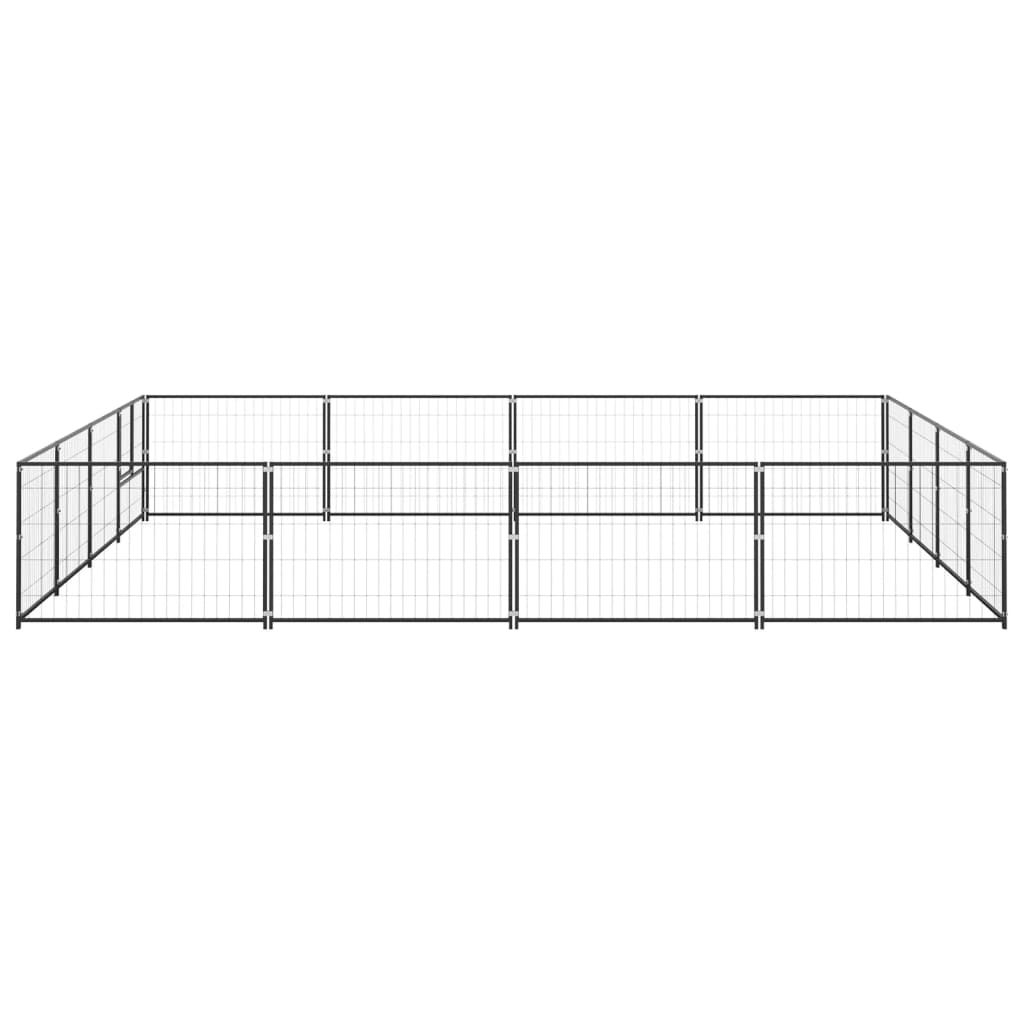 NNEVL Dog Kennel Black 16 m² Steel