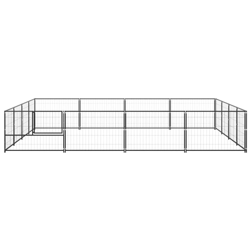 NNEVL Dog Kennel Black 16 m² Steel