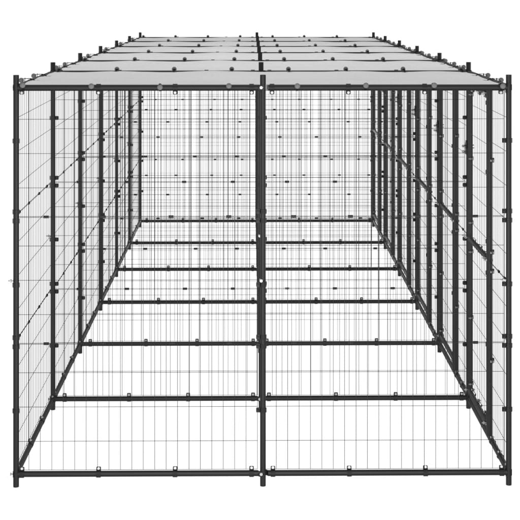 NNEVL Outdoor Dog Kennel Steel with Roof 14.52 m²