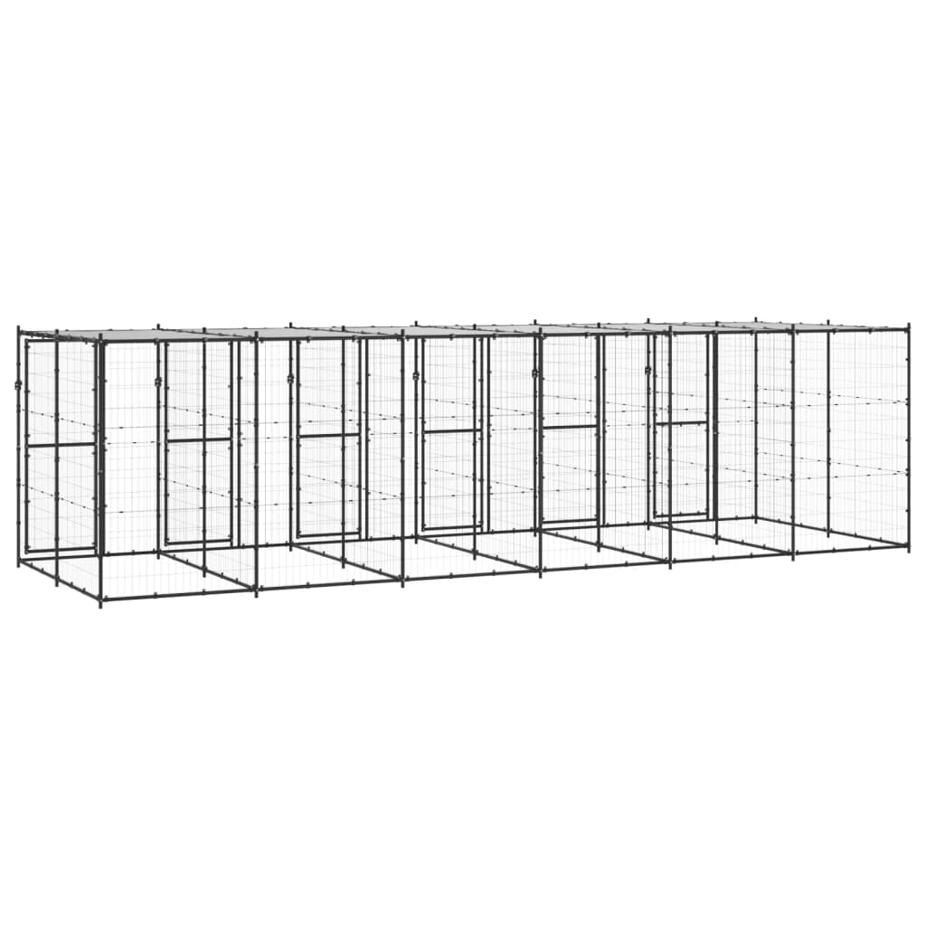 NNEVL Outdoor Dog Kennel Steel with Roof 14.52 m²