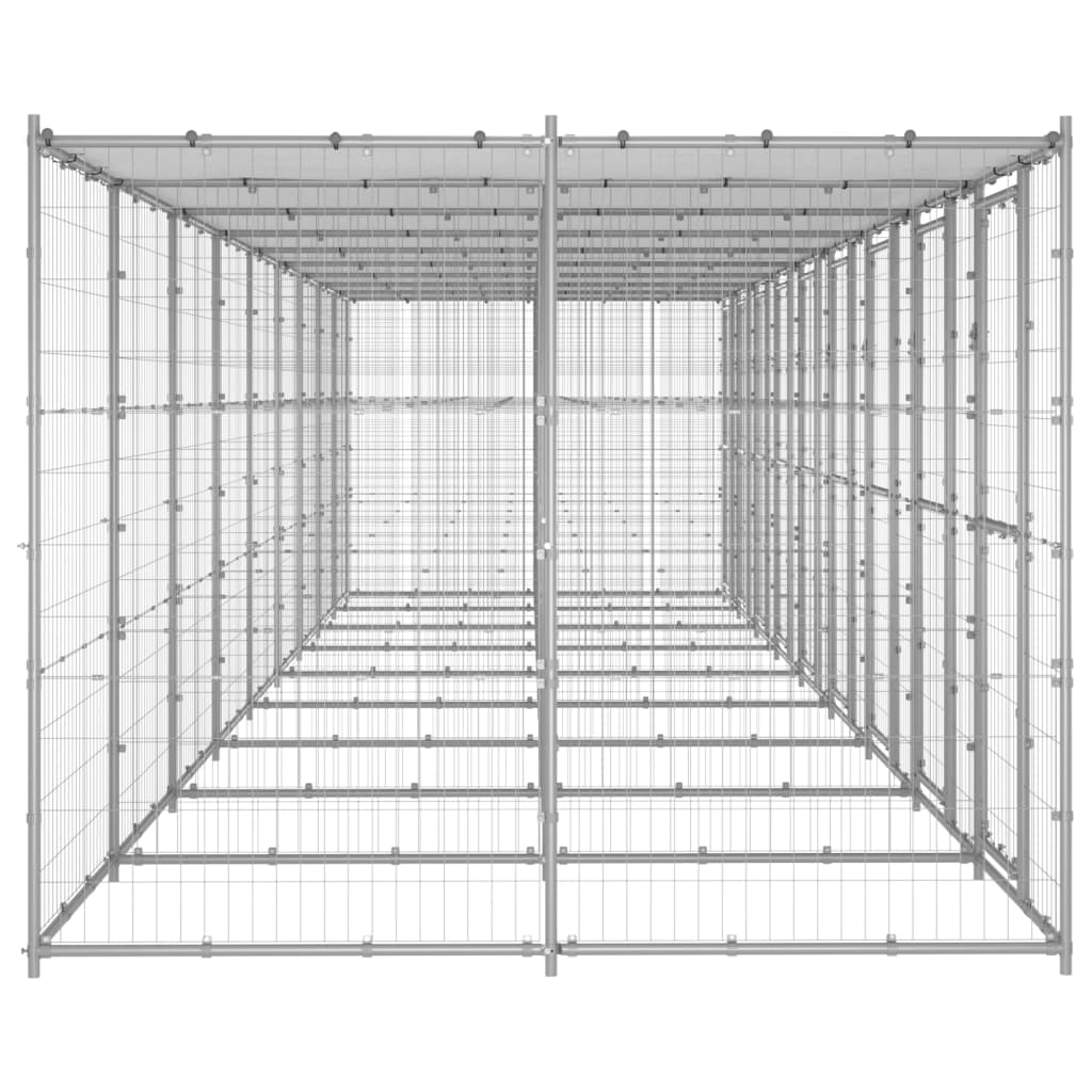 NNEVL Outdoor Dog Kennel Galvanised Steel with Roof 21.78 m²