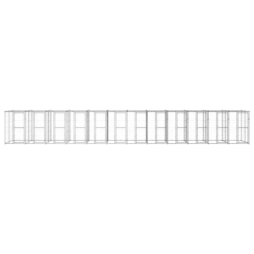 NNEVL Outdoor Dog Kennel Galvanised Steel with Roof 29.04 m²