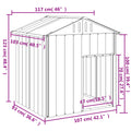 NNEVL Dog House with Roof Anthracite 117x103x123 cm Galvanised Steel