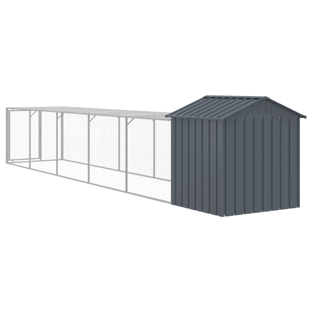 NNEVL Chicken Cage with Run Anthracite 117x609x123 cm Galvanised Steel