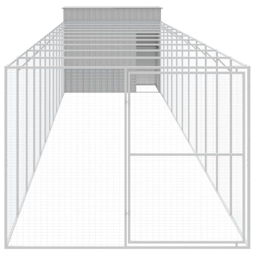 NNEVL Dog House with Run Light Grey 214x1273x181 cm Galvanised Steel