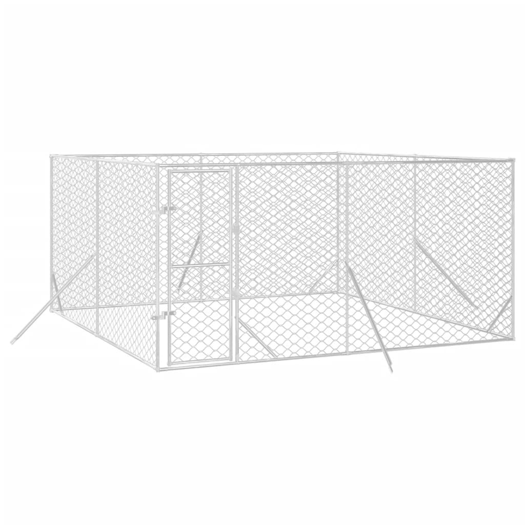 NNEVL Outdoor Dog Kennel Silver 4x4x2 m Galvanised Steel