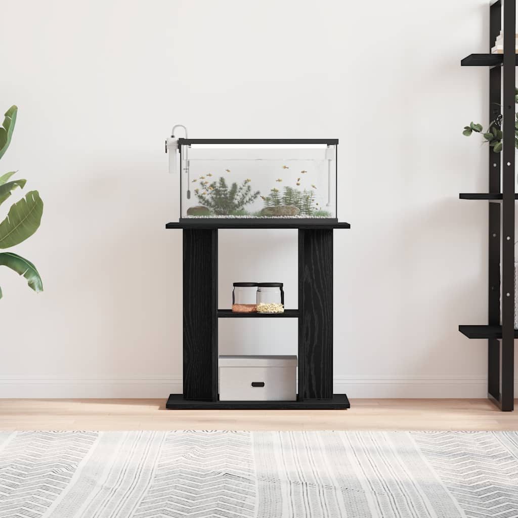 NNEVL Aquarium Stand Black Oak 60x30x60 cm Engineered Wood