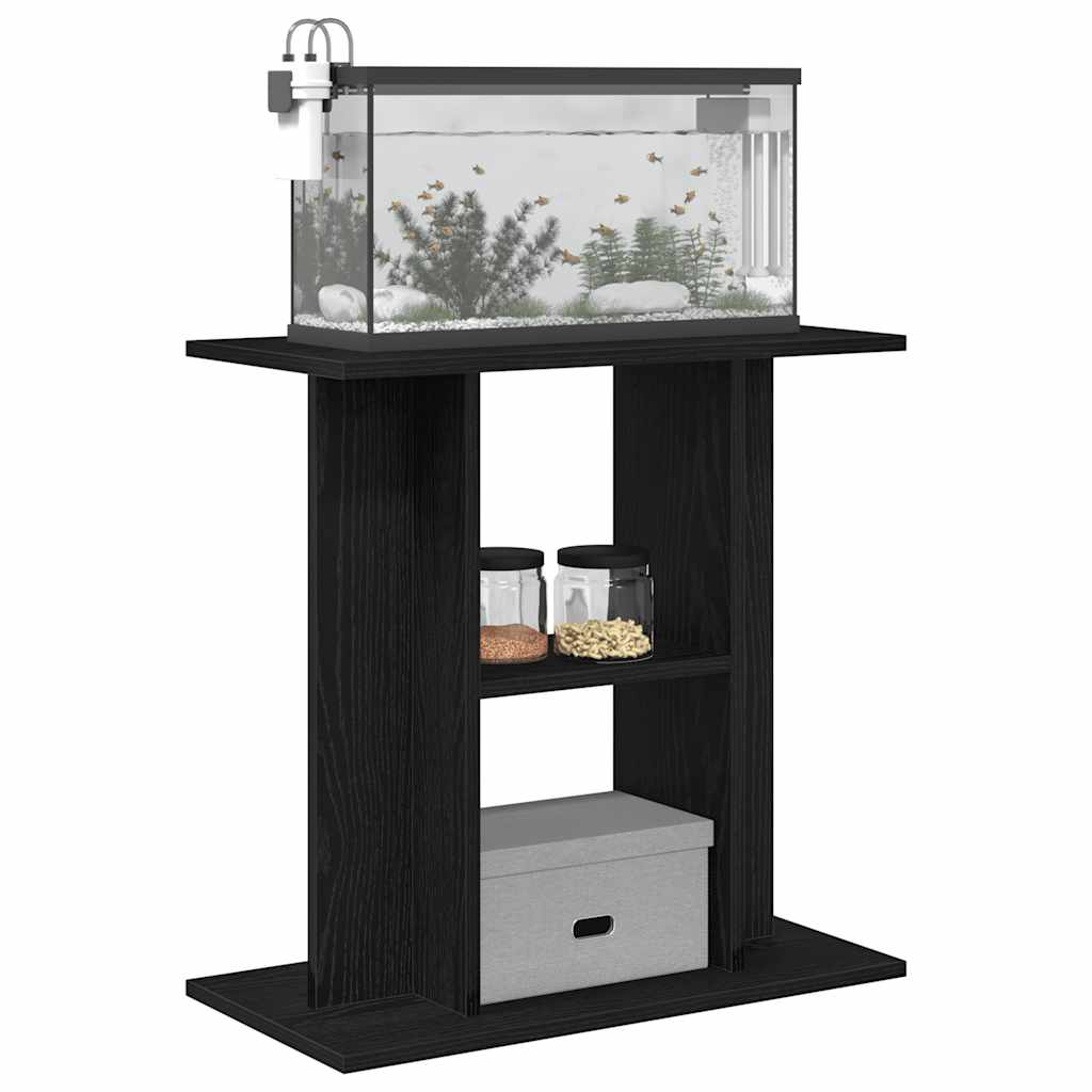 NNEVL Aquarium Stand Black Oak 60x30x60 cm Engineered Wood
